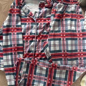 Plaid Womens Pajamas - Red, green white, thick